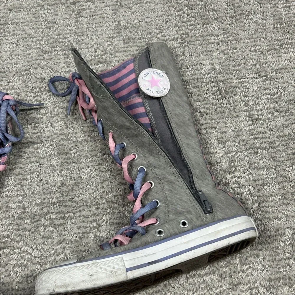 Converse Chuck Taylor All Star XX-MIDCALF Boots Girls 13 Gray Pink Sneaker Shoes